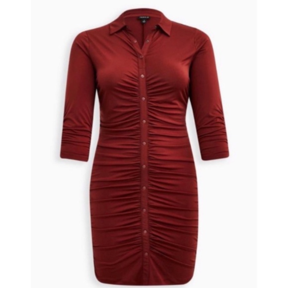 🆕 At The Knee Studio Knit Shirred Shirtdress 00 M 10 NWT Torrid New! - Picture 5 of 6